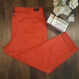 Kut From The Kloth Boyfriend Cuffed Tapered Hem Pants Stretch 20W NWT Orange